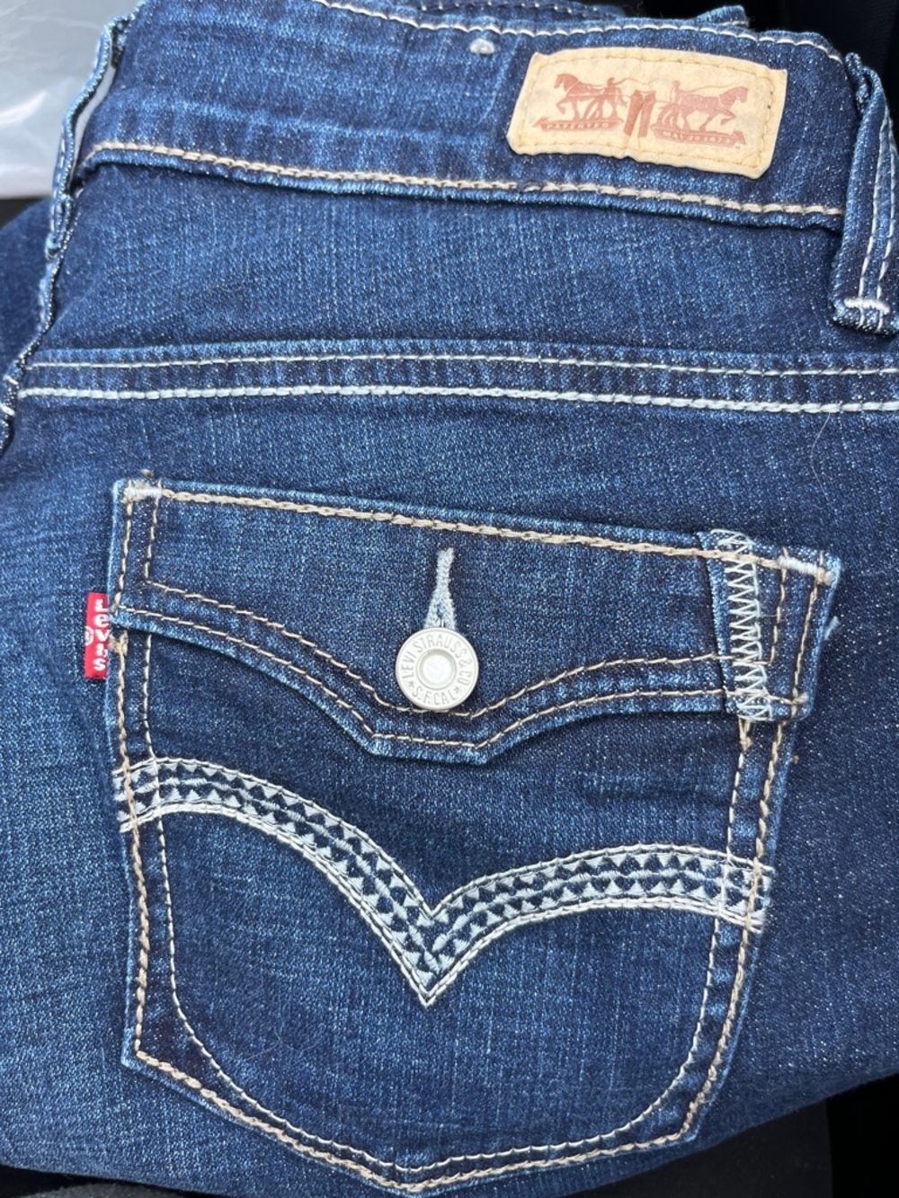 Levi’s 529 Curvy Bootcut Women's Dark Blue Jeans Contrast Stitching Sz 12 31x32 - Picture 7 of 11